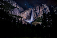 Dreamy Yosemite Falls under a Full Mood