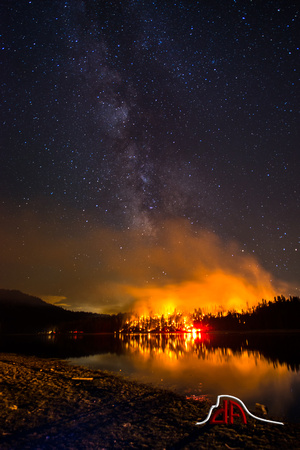 Milky Way over Courtney Fire, Bass Lake